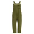 thumbnail image 5 of Women's Sleeveless Jumpsuit, Loose Fit Cotton Linen Overalls with Pockets, Casual Summer Streetwear Jumpsuit, One Piece Romper for Everyday Outfits​-Blackish Green, 5 of 6