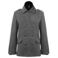 thumbnail image 1 of Ma Croix Mens Wool-Blend Classic Double Breasted Pea Coat with Ribbed Knit Zipper Bib, 1 of 8