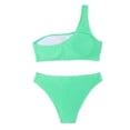 thumbnail image 5 of Gubotare Women's Swimsuit One-Shoulder Top & High Waist Bikini Set Green M, 5 of 5