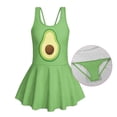 thumbnail image 5 of Xixirimido Green Avocado Print Girls Swimsuit Sleeveless One Piece Skirted Swimwear Modest Hawaiian Bathing Suit for Beach Water Park Kids Swim Dress, 6-7 Years, 5 of 7