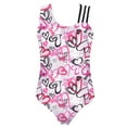 thumbnail image 2 of TiaoBug Kids Girls One Piece Dance Leotards Sleeveless Print Bodysuit Swimwear, 2 of 3