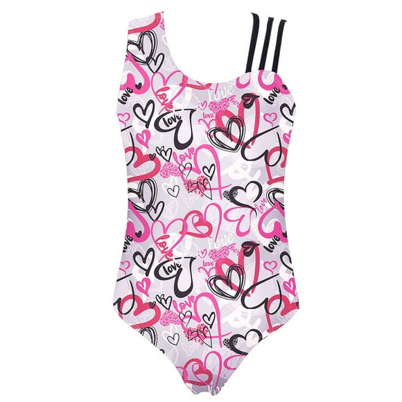 Vxuxlje Justaucorps de Ballet Sans Manches pour Filles Enfants Imprimé une-Pièce Gymanstics Danse Combinaison Lettre Gris Clair 14