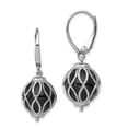 thumbnail image 1 of 925 Sterling Silver Onyx Leverback Drop Dangle Earrings Pearl Natural Stone Shell, 1 of 6