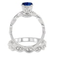thumbnail image 3 of Classic 2 Carat 6mm Round Cut Blue Sapphire And Moissanite Diamond inertwined Bridal Set On 10k White Gold, 3 of 3