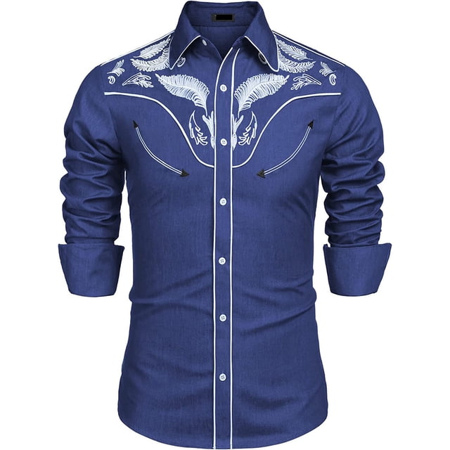 Kcodviy Chemise Western pour Hommes, Imprimé, Manches Longues, Décontractée