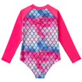 thumbnail image 3 of RUTAYY Girls Rash Guard Swimsuits Long Sleeve Sunscreen 1 Piece Swimsuit Quick Dry, Hot Pink, 7-8 Years, 3 of 8