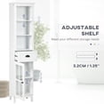 thumbnail image 4 of kleankin Slim Bathroom Storage Cabinet Door & Shelves Linen Tower, White, 4 of 9