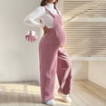 thumbnail image 3 of Taqqpue Women Maternity Jumpsuits Corduroy Adjustable Strap Overalls Pregnancy Wide Leg Rompers with Pockets,Solid Color Plus Size Maternity Pants for Women, 3 of 8