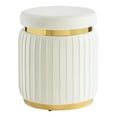 thumbnail image 2 of Furniture of America Rigi Modern 15" Upholstered Round Stool, White and Gold, 2 of 8