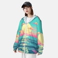 thumbnail image 3 of Vsdgher Rétro Palm Beach Imprimé Coucher de Soleil Sweat à Capuche Adulte pour Hommes Femmes, Manches Longues Protection Solaire Pêche pour Course Natation-Petit, 3 of 7