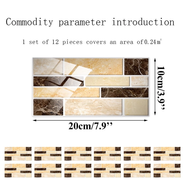 JJKBVCLO Decoration Adhesive Crystal Wall Tile Stickers 1PC Kitchen Sticker 2D Bathroom Self Sticker Wall Tile ArtsCrafts & Sewing