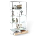 thumbnail image 5 of GZXS 65.8"H Freestanding Display Cabinet with 2 Glass Doors and 2 Drawers, 4-Shelf Curio Cabinet with 2 LED Lights and Remote Control (White+Natural), 5 of 9