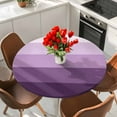 thumbnail image 2 of Geometric Stripes Round Fitted Table Cover Minimalist Purple Gradient Pattern Waterproof Table Cloth with Elastic Edge Wipeable Tablecloth for Picnic Camping Party Fits 45"-54" Diameter, 2 of 8