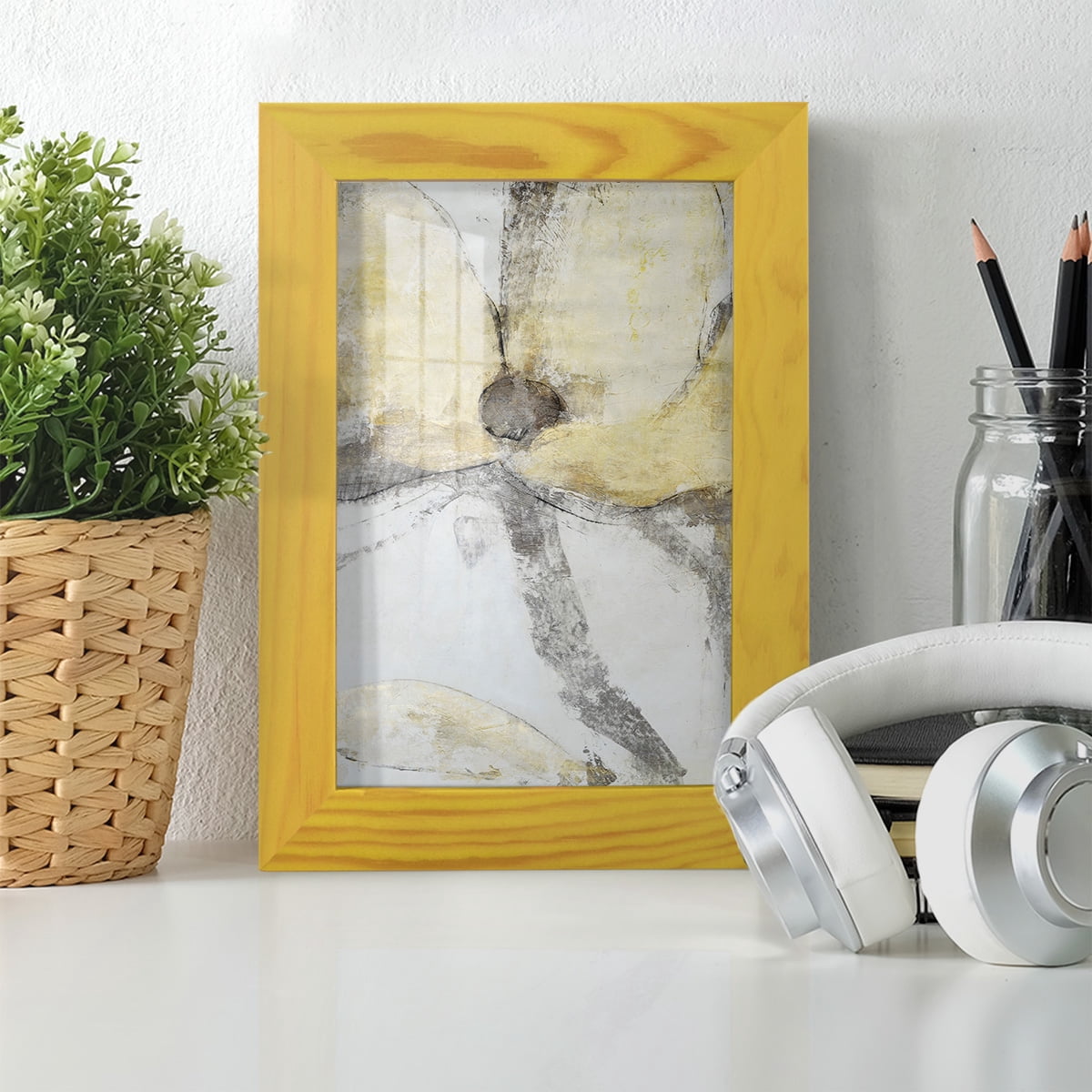 Une Fleur I - Framed Print w/glass - Sunflower Yellow