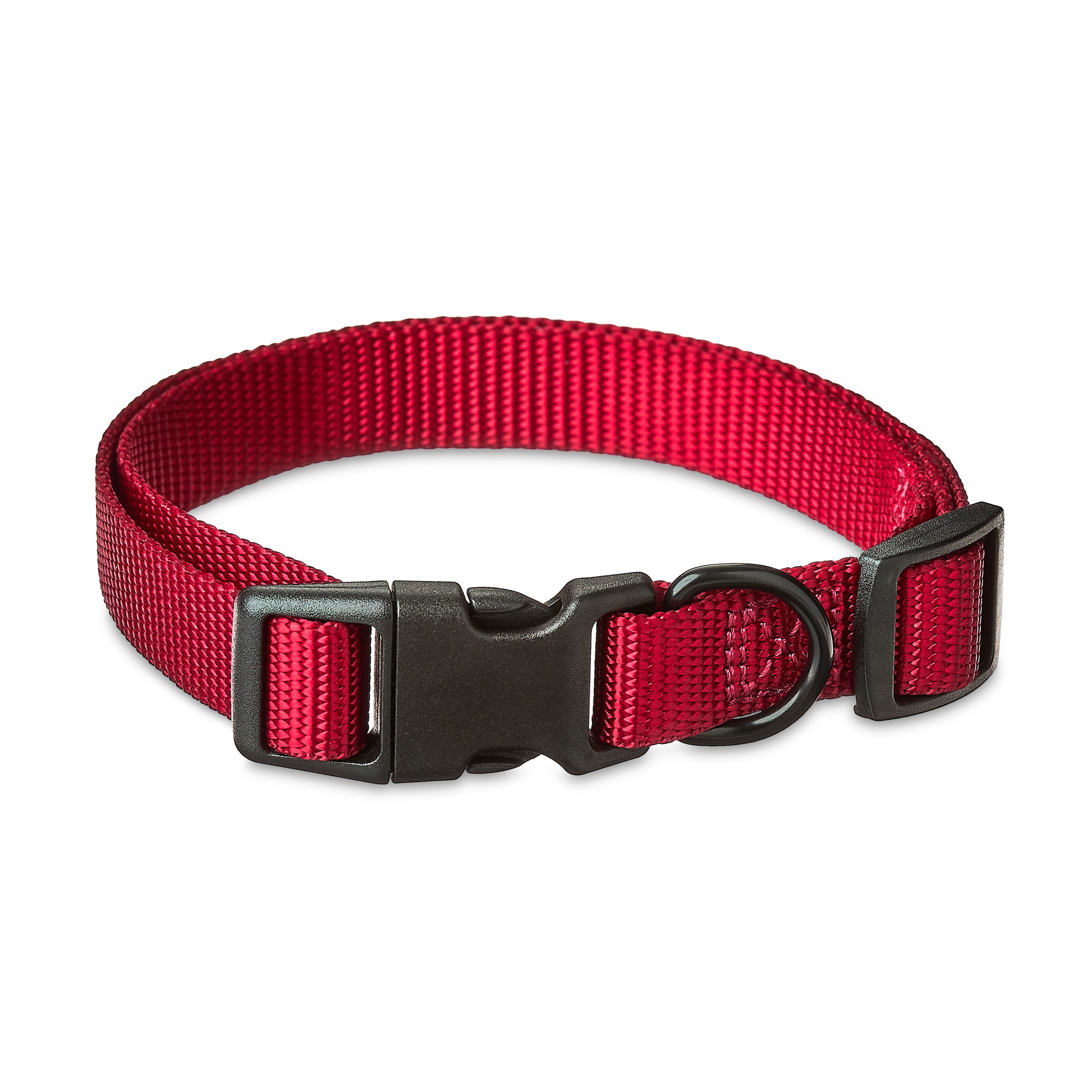Vibrant Life Heavy Duty Reflective Rope Dog 6ft Leash with adjustable Polyester Dog Collar, Red, Medium