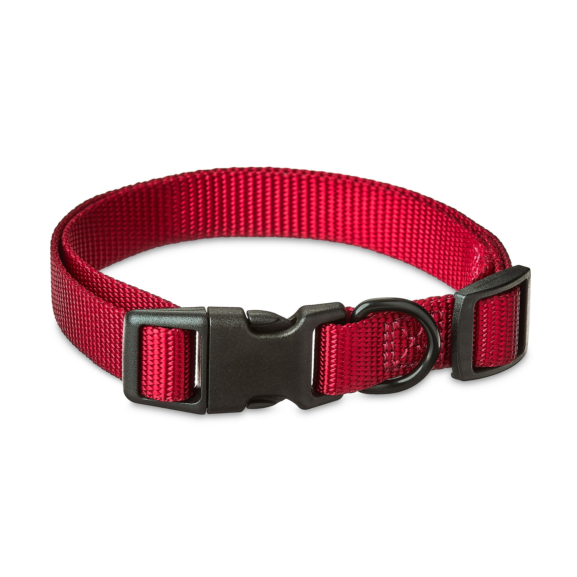 Vibrant Life Solid Polyester Adjustable Dog Collar, Red, M