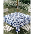thumbnail image 3 of Square Outdoor Tablecloth with Umbrella Hole Blue Botanical Outside Table Cloth Waterproof Patio Table Cover Spring Summer Leaf Watercolor Zipper Tablecloths for Picnic Party Camping 54x54 Inch, 3 of 8