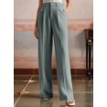 thumbnail image 4 of Women High Waist Floor-Length Straight Wide Leg Commute Suit Trousers Business Casual with Pockets Gray-Blue M, 4 of 9