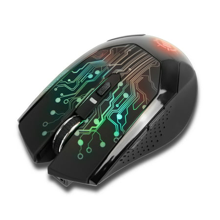 (MANUFACTURER REFURBISHED) LED Wireless Gaming Mouse 2.4ghz - 6 Button , 3 Adjustable DPI Settings , Color Changing Breathing Lights & Compact Ergonomic Design - 7 Day Battery Life by