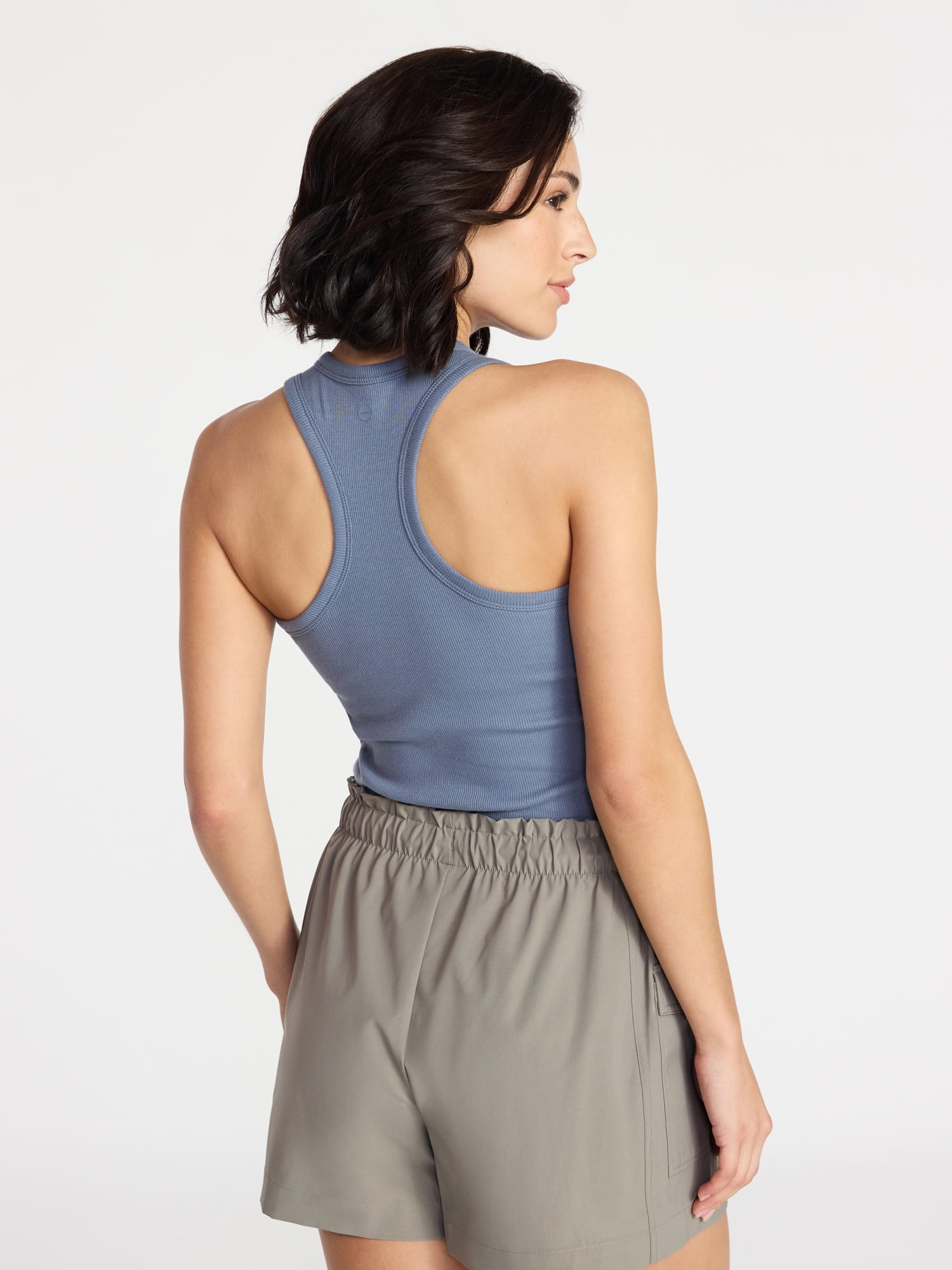 Avia Women's and Women's Plus Cotton Ruched Rib Tank Top, Sizes XS-4X