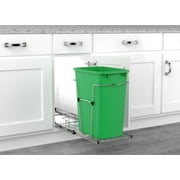 Rev-A-Shelf Single 35 Quart Sliding Pullout Waste Bin Container, Green