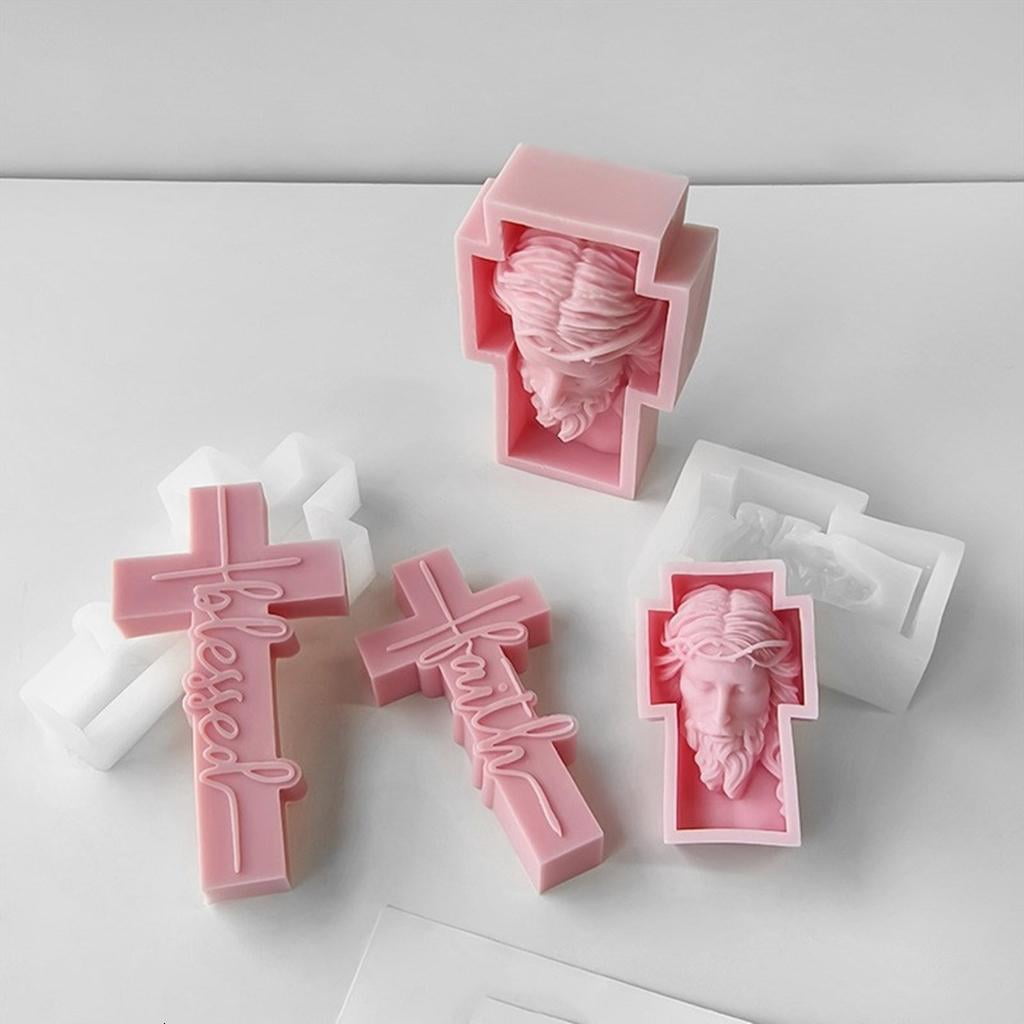 Osdhezcn Silicone Mold Crosses Candle Molds Human Portrait Gypsum Resin Soap Molds Desk Ornament Handmade Gifts for Craft Lover