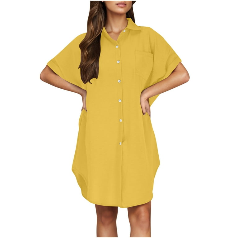 chinese dress ladies Butter Yellow Linen Mini Dress main image 0
