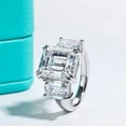 thumbnail image 6 of Silvago Jewel Prong Set 2.6 Ct Emerald Cut Lab Created Diamond Three Stone Anniversary Ring - 14K White Gold Plated Ring - 50th Wedding Anniversary Gifts - Sisters Gifts for Her, 6 of 9