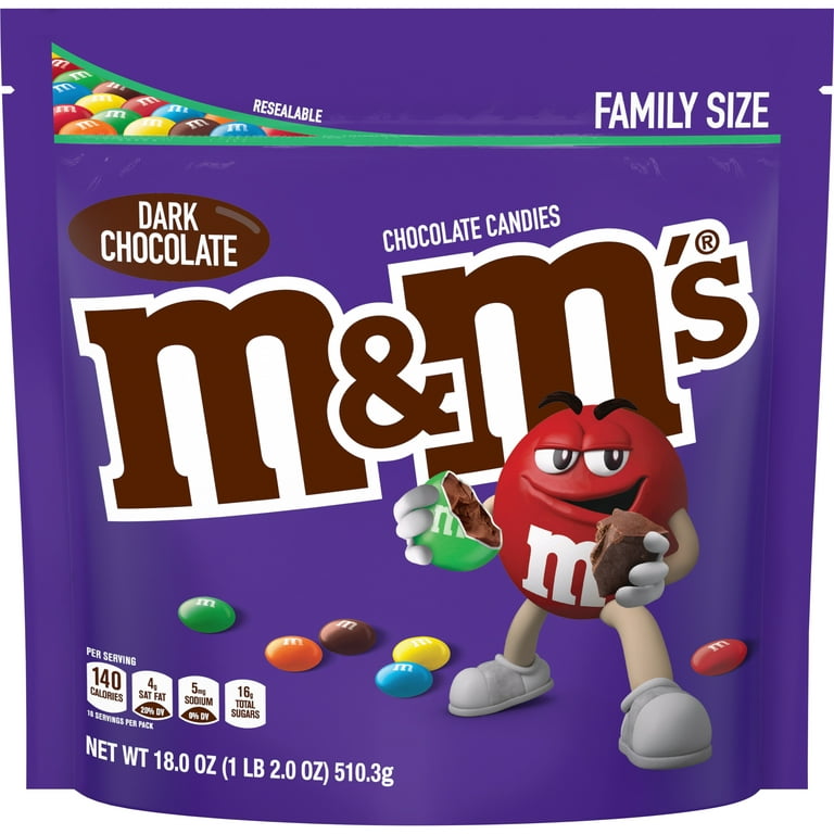 M&M'S Dark Chocolate Christmas Candy, Sharing Size, 10.1 oz Resealable Bag