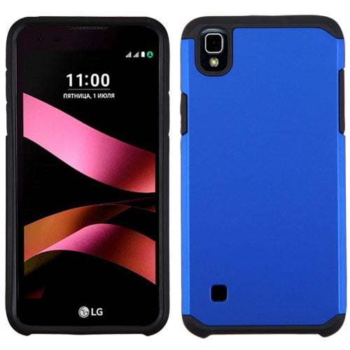 ASMYNA Hard Dual Layer Rubber Coated Silicone Case For LG Tribute HD / X STYLE - Blue/Black