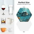 thumbnail image 6 of Yiaed Realistic Ocean Shark Print Leather Coasters for Drinks - Cup Coasters Coffee Table Kitchen Table Bar, Home & Office Gifts Handmade Drink Coasters-Hexagon, 6 of 6