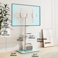 thumbnail image 3 of FITUEYES Floor TV Stand with Tempered Glass Base and Height Adjustable, White, 3 of 6