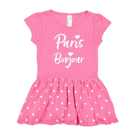 

Inktastic Paris Bonjour with Hearts in White Text Gift Toddler Girl Dress