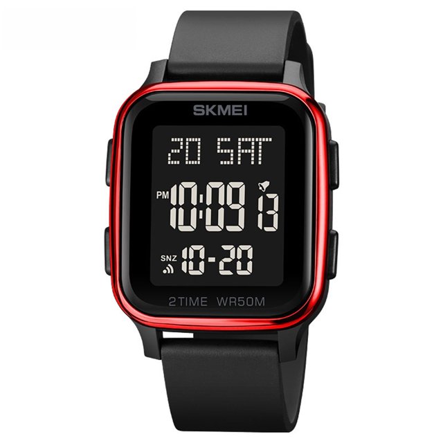 Graflsoa Red Square Electronic Men's Watch with Multifunction Features for Students - Stylish and Durable