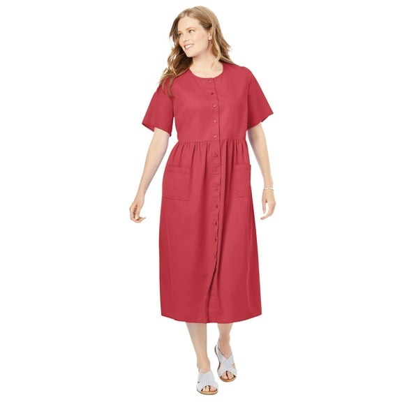 Woman Within Women's Plus Size Short-Sleeve Denim Dress