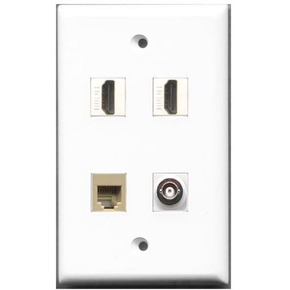 RiteAV - 2 Port HDMI 1 Port Phone RJ11 RJ12 Beige 1 Port BNC Wall Plate