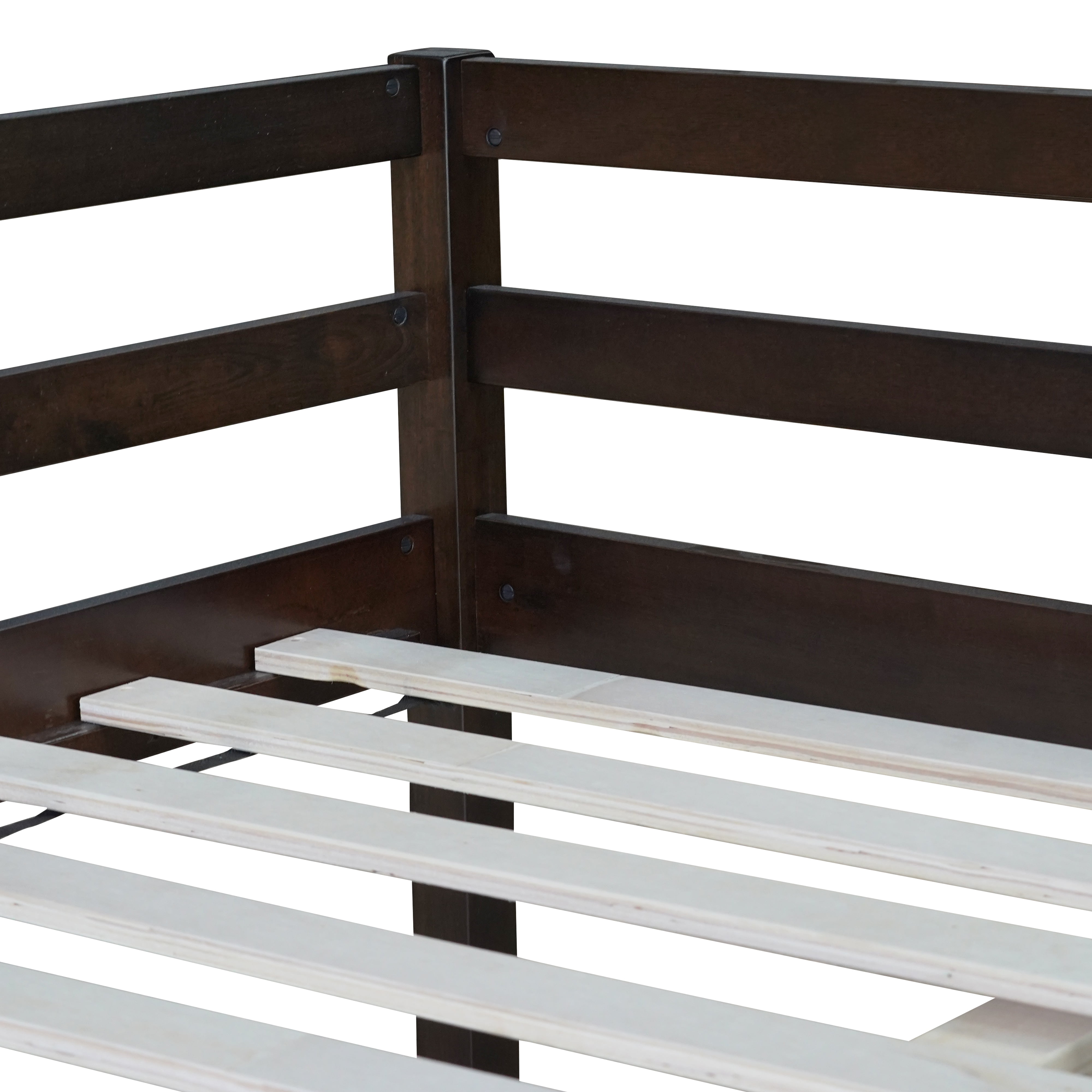 Miniyam Modern Full Size Loft Bed with Ladder, Minimalist Design, Espresso