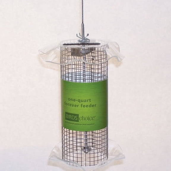 Birds Choice FF106 Forever Feeder, Stainless Steel Clear Sunflower Forever Feeder w/ Hanging Cable, 1 Quarts, Red