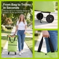 thumbnail image 2 of Foldable Shopping Cart with Wheels, Collapsible Grocery Cart, Portable Tote Bag for Travel, Shopping, Camping, Picnic, Errands, Shoulder Handbag with Hidden Wheels, Reusable Shopping Cart for Women, 2 of 9
