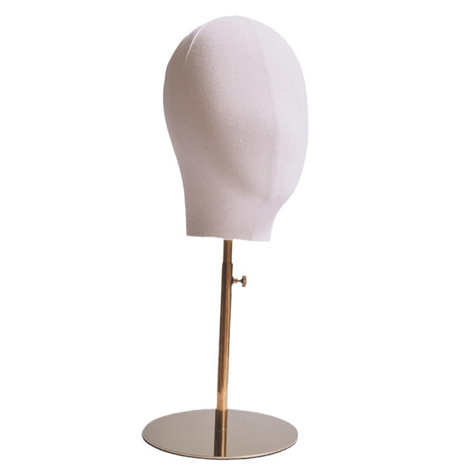 FITYLE Canvas Block Head and Hats Display Stand Multipurpose Manikin Cloth Head Table Training Head for Cap Hat Beginner Stylist Gold