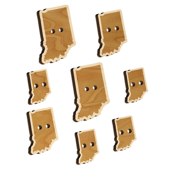 Indiana State Silhouette Wood Buttons for Crochet Knitting Sewing DIY Craft - 1.00 Inch Medium (7pcs)