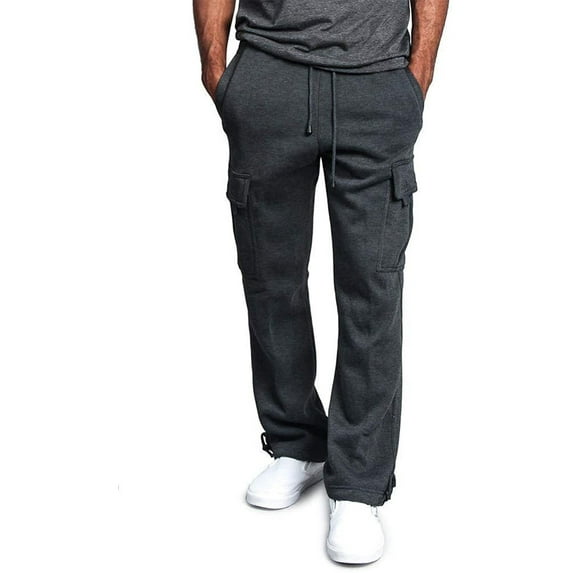 Liacowi Liacowi Men´s Urban Straight Leg Jogger Heavy Weight Fleece Cargo Pocket Sweat Pants