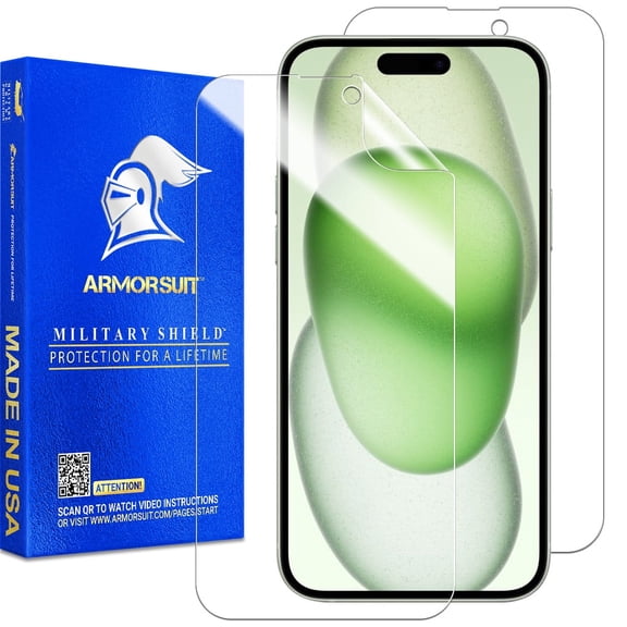 ArmorSuit 2 Pack Screen Protector for iPhone 15 Plus [6.7-inch] Case Friendly MilitaryShield HD Clear Film - Made in USA
