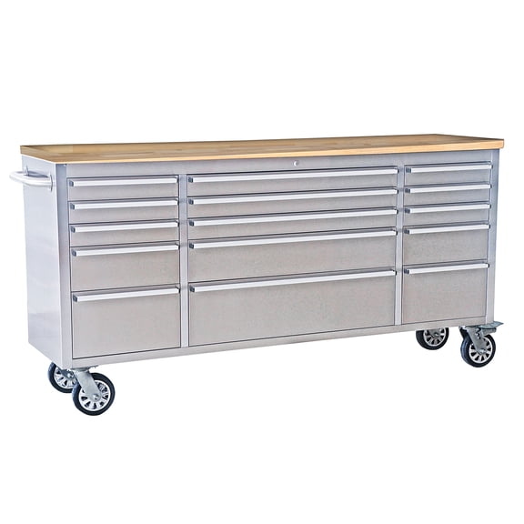 Pinypikaka 72" Rolling Tool Chest, Heavy-Duty Steel Workbench on Wheels,  Garage Workbench with with 15 Drawers & Key Locking System, Drawer Liners for Warehouse Repair Shop