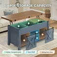 thumbnail image 5 of SEDETA Lift Top Coffee Table, 4 in 1 Multi-Function Convertible Coffee Tables with Storage and Hidden Compartment, Farmhouse Coffee Table Converts to Dining Table for Living Room, Blue, 5 of 8