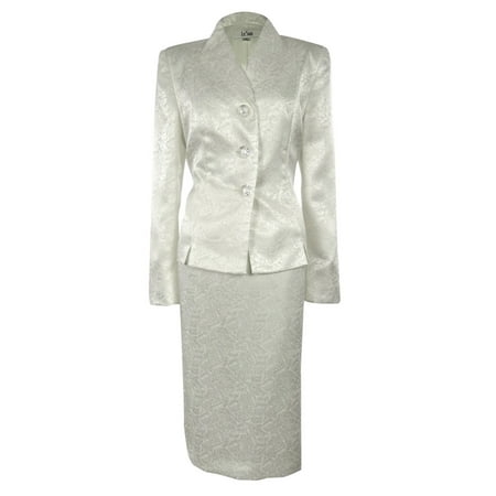 Le Suit Womens Fl Jacquard Business Jacket Skirt Set Womens Fl Jacquard Business Suit Jacket Skirt Set
