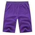 thumbnail image 2 of Tyhengta Mens Shorts Casual Drawstring Zipper Pockets Elastic Waist Purple 38, 2 of 8