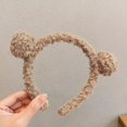 thumbnail image 6 of New Children Colorful Girls Bear Ears Hair Hoops Bear Ears Hairbands Hair Ornament Plush Headband ROSE RED, 6 of 7
