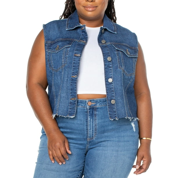 Women's Plus Size Stretch Denim Mermaid Skirt - Long Denim Maxi Skirt With Flared Silhouette