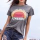 thumbnail image 2 of Mujeres crewneck manga corta Camiseta moda casual carta impresión mujer manga corta tops caqui L, 2 of 8